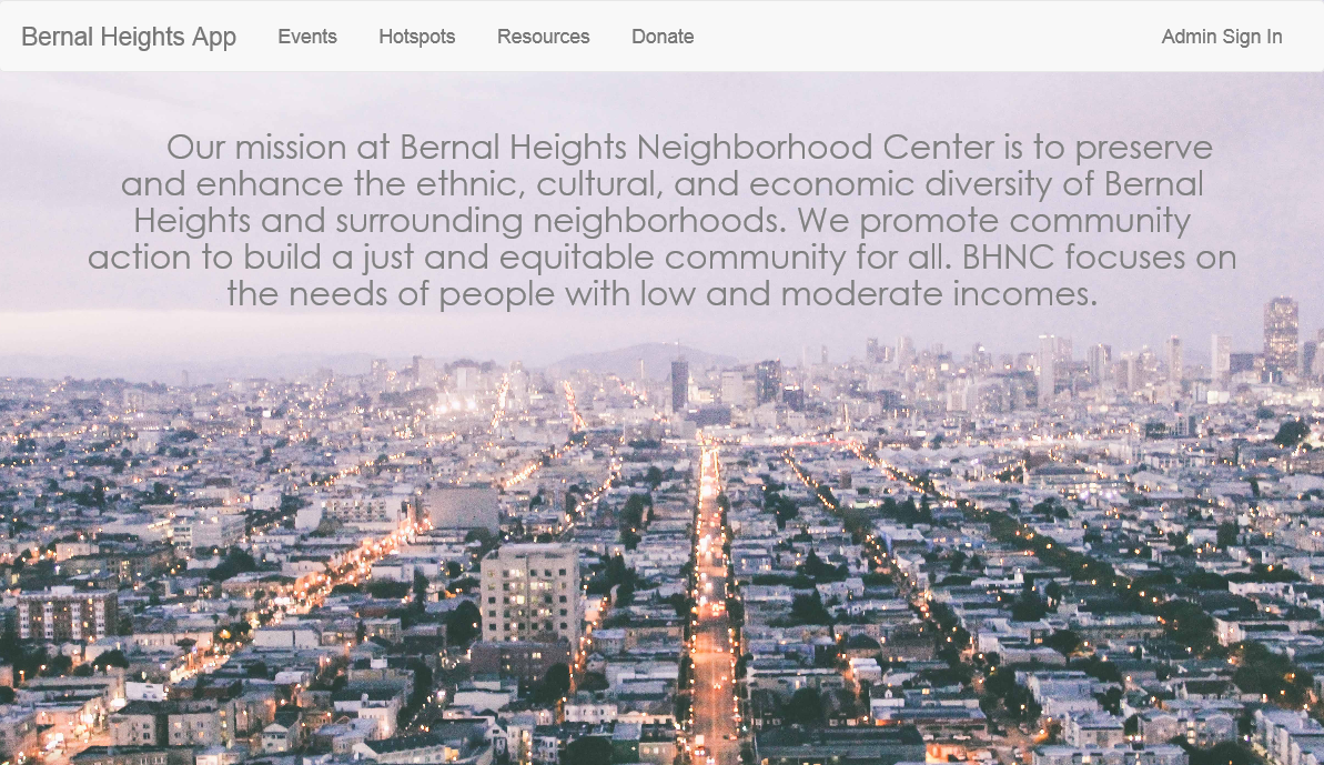 bhnc app homepage